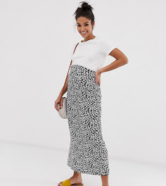 Монохромная трикотажная юбка миди в цветочек без застежек ASOS DESIGN Maternity-Мульти