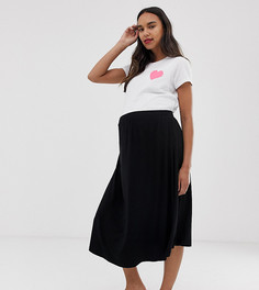 Короткая расклешенная юбка миди ASOS DESIGN Maternity-Черный