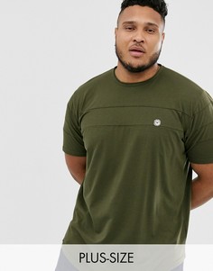 Удлиненная футболка со вставками и закругленным краем Le Breve Plus-Зеленый
