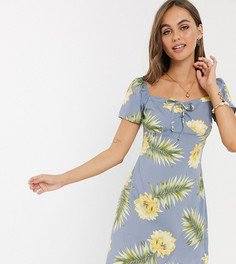 Присборенное платье мини с цветочным принтом Wednesdays Girl-Синий