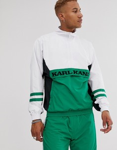 Ветровка в стиле ретро с короткой молнией (зеленый/белый) Karl Kani