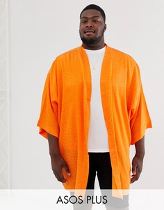 Свободное кимоно с леопардовым принтом ASOS DESIGN Plus-Оранжевый