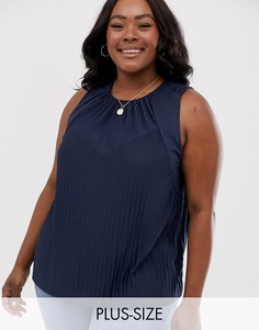 Темно-синий топ с плиссировкой River Island Plus