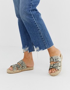 Кожаные эспадрильи со змеиным рисунком и пряжками ASOS DESIGN Jazz-Серый