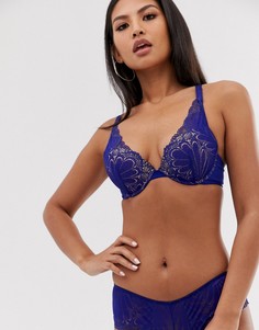 Синий кружевной бюстгальтер с треугольными чашечками Wonderbra Refined Glamour-Голубой