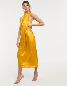 Драпированное платье миди с открытой спиной ASOS EDITION-Золотистый