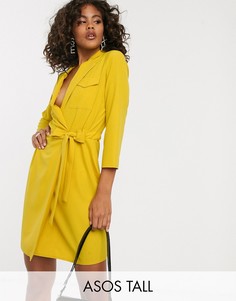 Платье-смокинг мини в стиле милитари ASOS DESIGN Tall-Желтый