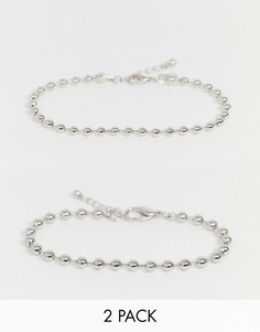 Набор серебристых браслетов-цепочек ASOS DESIGN-Серебряный