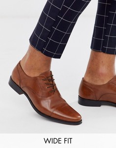 Светло-коричневые кожаные оксфордские туфли для широкой стопы ASOS DESIGN-Светло-коричневый