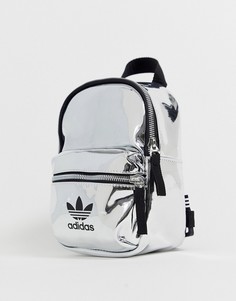 Переливающийся миниатюрный рюкзак с логотипом-трилистником adidas Originals-Серебряный