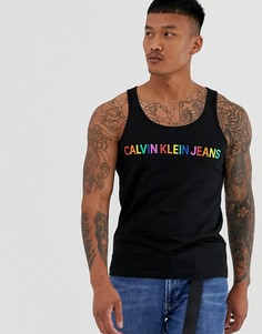 Черная майка с радужным логотипом Calvin Klein Jeans Pride-Черный