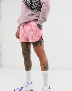 Трикотажные шорты для бега с принтом тай-дай ASOS DESIGN-Розовый