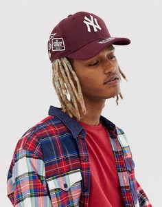 Бордовая бейсболка с нашивками New Era - 9Fifty Stretch NY Yankees London Series-Красный