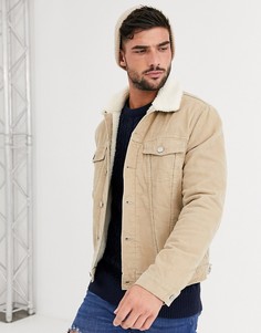 Светло-бежевая куртка в стиле вестерн с подкладкой из искусственного меха New Look-Белый