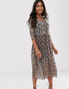 Сетчатое платье со змеиным принтом Vila-Мульти