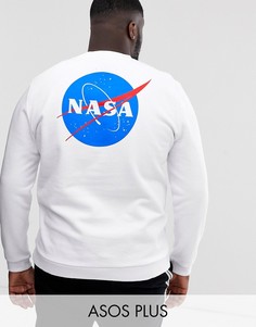 Белый свитшот с принтом Nasa на спине ASOS DESIGN - Plus