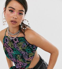 Топ с завязкой и резинка для волос с ярким принтом в стиле тату COLLUSION-Мульти