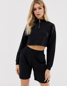 Комплект для дома из свитшота на молнии и шортов ASOS DESIGN-Черный