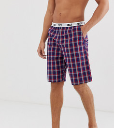 Пижамные шорты для дома в клетку темно-синего и красного цвета с логотипом на поясе ASOS DESIGN-Темно-синий