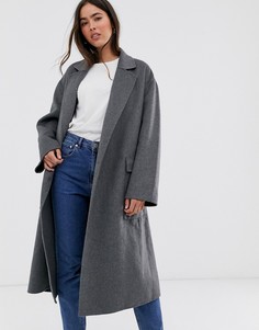 Пальто с запахом и поясом French Connection-Серый