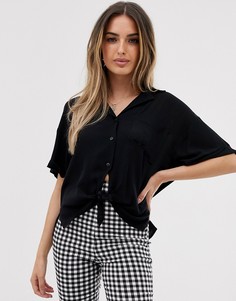 Рубашка с короткими рукавами и завязкой ASOS DESIGN-Черный
