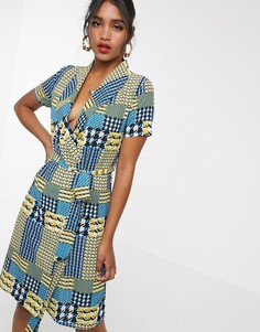 Платье с короткими рукавами и контрастным принтом Unique21-Мульти