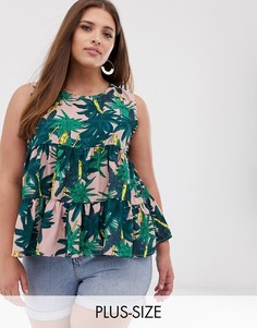 Ярусная блузка без рукавов с тропическим принтом AX Paris Plus-Мульти