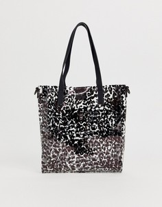 Прозрачная сумка-тоут с леопардовым принтом Claudia Canova-Черный