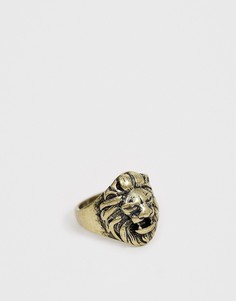 Золотистое кольцо с головой льва Icon Brand-Золотой