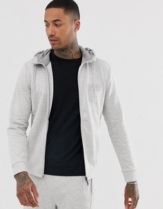 Худи серого цвета с молнией и логотипом BOSS - Athleisure-Серый