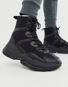 Черные высокие кроссовки на толстой подошве ASOS DESIGN-Черный