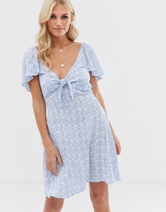 Голубое платье Stradivarius-Синий