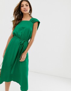 Платье миди с квадратным вырезом Y.A.S-Зеленый