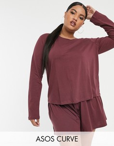 Комбинируемый пижамный лонгслив ASOS DESIGN Curve-Коричневый