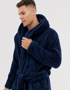 Темно-синий флисовый халат для дома ASOS DESIGN