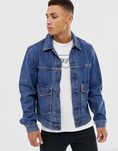 Выбеленная джинсовая куртка с накладным карманом Levis - gear box-Синий