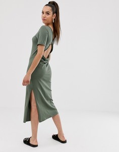 Платье-рубашка с открытой спиной ASOS DESIGN-Зеленый