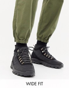 Черные походные ботинки для широкой стопы ASOS DESIGN-Черный