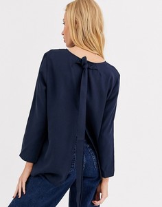 Блузка с завязкой на спине Selected-Синий