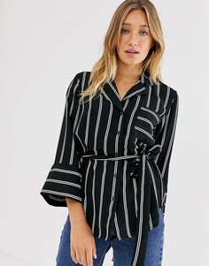 Рубашка в полоску с поясом на талии Monki-Мульти
