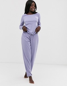 Комбинируемые трикотажные брюки с атласной вставкой ASOS DESIGN-Фиолетовый