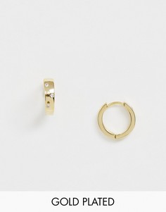 Позолоченные серьги-кольца со стразами Orelia-Золотой