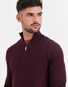 Бордовый джемпер с короткой молнией Burton Menswear-Красный