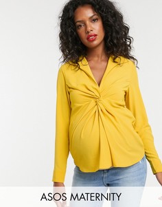 Рубашка с длинными рукавами и глубоким вырезом ASOS DESIGN Maternity-Бесцветный