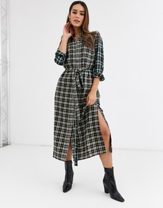 Платье макси в клетку French Connection Este-Коричневый