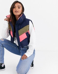 Дутый жилет колор блок ASOS DESIGN-Мульти