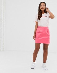 Розовая трапециевидная юбка из искусственной кожи Glamorous-Розовый