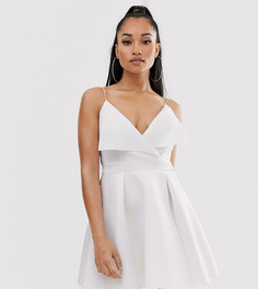 Короткое приталенное платье мини с отворотами спереди ASOS DESIGN Petite-Белый