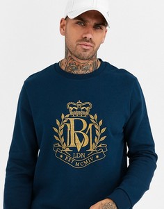 Синий свитшот с золотистой вышивкой Burton Menswear