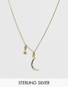 Ожерелье из позолоченного серебра с покрытием 18-каратным золотом и подвеcкой в виде полумесяца и звезды Shashi-Золотой